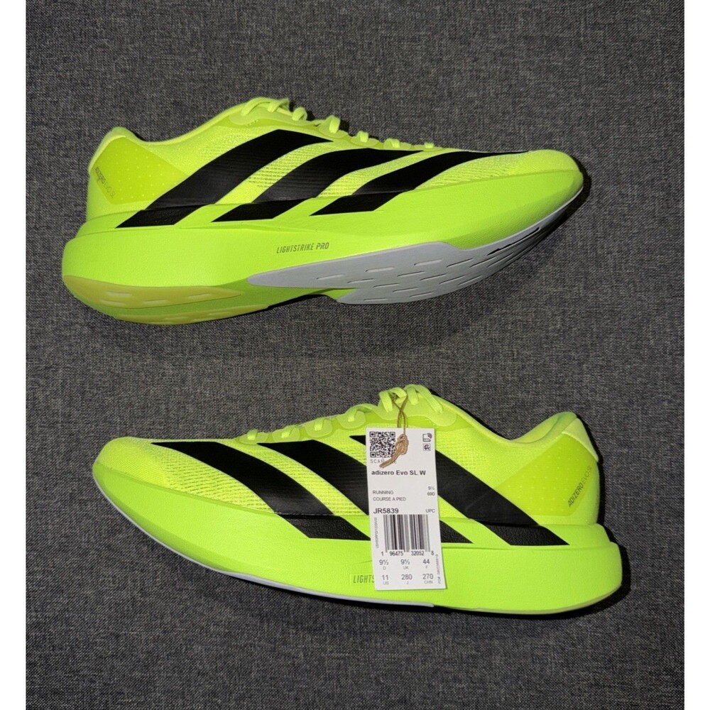 New Adidas Wmns Adizero Evo SL 'Lucid Lemon Black' / JR5839 / Women's Size 11